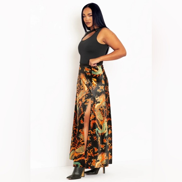 NWOT Dragon Rising Velvet Single Split Maxi Skirt, Blackmilk size small - Picture 5 of 10